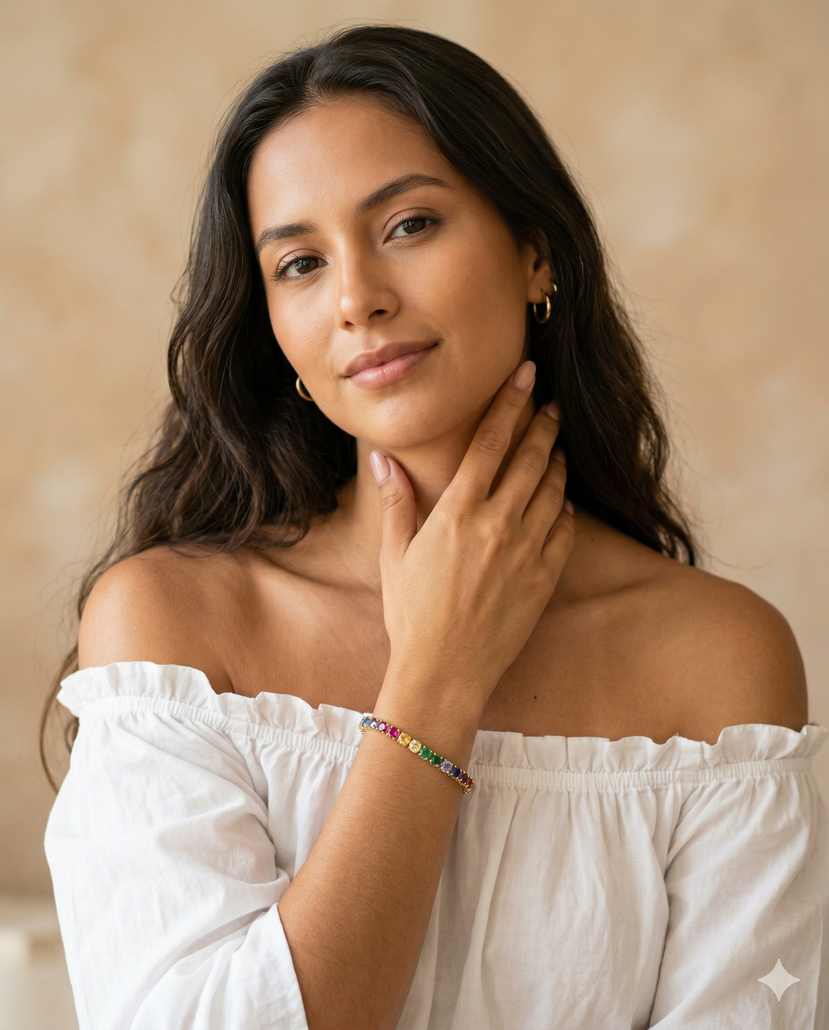 Pulsera Tennis Multicolor — Cristales con Cadena Chapa de Oro - Foto 1 | Gheller Joyería