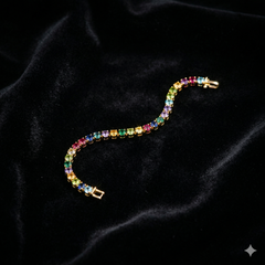 Pulsera Tennis Multicolor — Cristales con Cadena Chapa de Oro - Foto 3 | Gheller Joyería