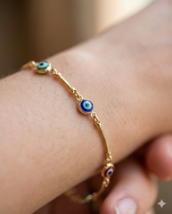 Pulsera Ojo Turco Multicolor — Cuentas de Nazar con Cadena Chapa de Oro - Foto 8 | Gheller Joyería