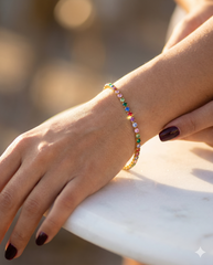 Pulsera Tennis Multicolor — Cristales con Cadena Chapa de Oro - Foto 6 | Gheller Joyería