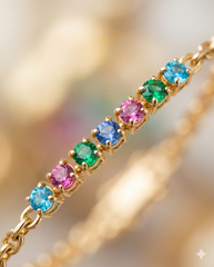Pulsera Tennis Multicolor — Cristales con Cadena Chapa de Oro - Foto 9 | Gheller Joyería