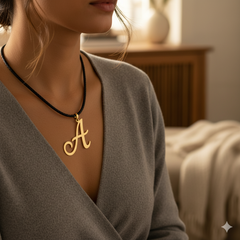 Collar personalizado letra A — look casual elegante