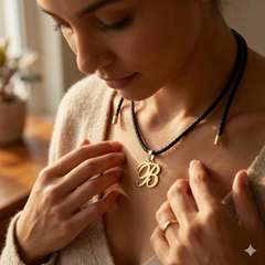 Collar personalizado letra B — look casual elegante