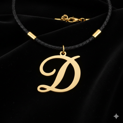 Dije de inicial D en oro laminado — fotografía artística de lujo