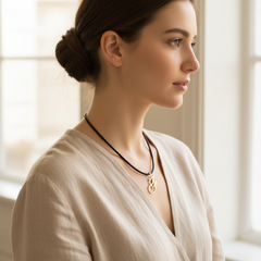 Collar personalizado letra F — look casual elegante