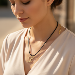 Collar personalizado letra L — look casual elegante