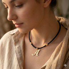 Collar personalizado letra M — look casual elegante