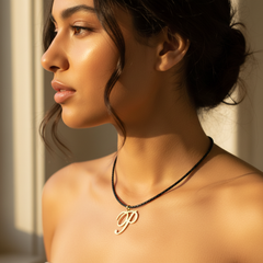 Collar personalizado letra P — look casual elegante