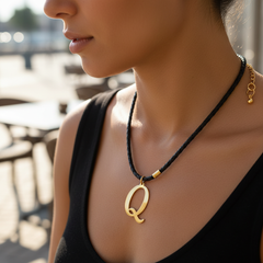 Collar personalizado letra Q — look casual elegante